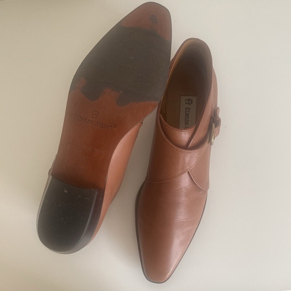 Etienne Aigner Vintage Women’s Monk Strap Leather Ankle Boots Size 8.5 Brown - Picture 14 of 16
